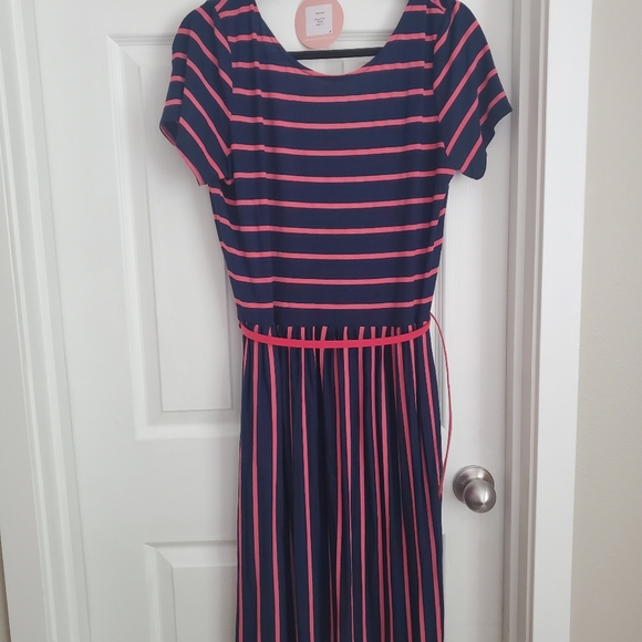Popsy navy and pink dress with POCKETS! - Picture 2 of 3